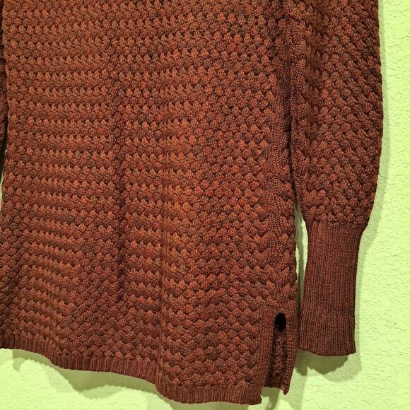 Athleta Chianti Marl Cypress Basketweave Wool Blend Pullover Sweater Burgundy S - Picture 8 of 10
